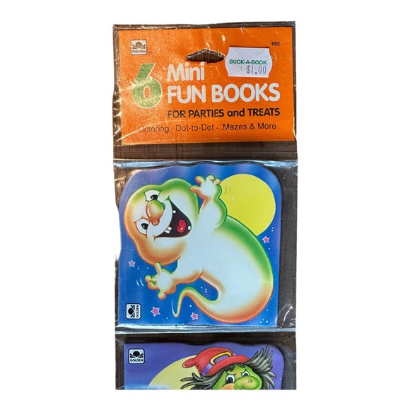 (6) Halloween Mini Fun Books 1992 Golden Coloring Activity Books Treat NOS VTG - Picture 1 of 7
